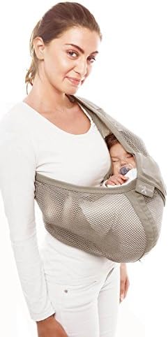 Wallaboo Baby sling Connection Air, Breathable, Soft Airy Mesh Fabric, Easy Adjustable and Ergonomic, Newborn 8lbs to 33lbs, 3 Positions, Color Taupe/Taupe Mesh