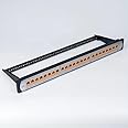 OptiLan Blank 24port patch panel with Cable Management Back Bar, 1RU Rackmount, for Data, voice, and audio/video Ethernet configurations Cat 7, 6, 5e, UTP & Fiber SC UPC/APC Jack (Blank Patch Panel)
