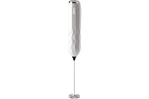 IUIRE Milk Frother Handheld Battery Operated, Fast Powerful Drink Mixer with Stainless Steel Whisk for Coffee, Matcha, Lattes, Cappuccino (White)