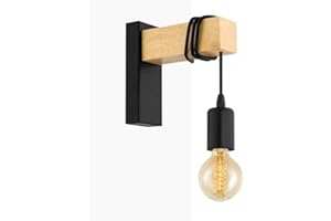 B·LED BARCELONA LED BarcelonaLED Applique murale en bois naturel avec douille suspendue E27 style vintage nordique pour couloir chambre à coucher salon ampoule décorative