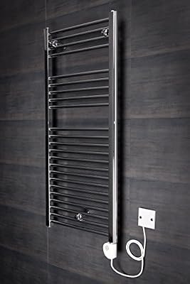 WarmeHaus Sèche-serviettes moderne électrique avec thermostat Bergen 346 W - 1100 x 500 mm - Chrome - Salle de bains