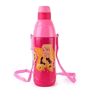 Cello Kids Puro Steel-X Zee Insulated Plastic Water Bottle, Barbie Design Dark Pink, 900 Ml, Set of 1