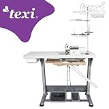  TEXI Overlock la Industria Máquina de Coser - 4 Hilos 2 Agujas - con Integrado Servomotor - Completo (con Mesa y Estructura)