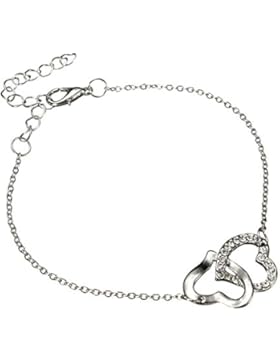 Elegant Silber Herz Armband | Geburtstag Geschenk | Herz in Herz Zirkonia Armkette | Kristall Armreif mit verflochtenen...