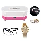 Ultraschallreiniger, Ultraschallbad Reinigungsgerät für Brillen Schmuck Wasserdicht Uhren Zahnprothesen, Digital Putzmaschine Cleaner Reiniger mit Korb für zuhause(Rosa)