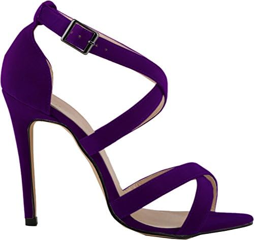 CFP YSE-102-1A-RB Womens Elegant Street Stiletto Pretty Vogue Relaxing Office Ankle X-Strap Adjustable Buckle Breathable Lightweight Open Toe Fashionable Sandals High Heel Purple UK 5