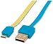 Produktbild Manhattan Hi-Speed Flachbandkabel Micro-B USB 2.0 ( A Stecker - Micro-B Stecker) 480 Mbps 1 m blau/ gelb 391436