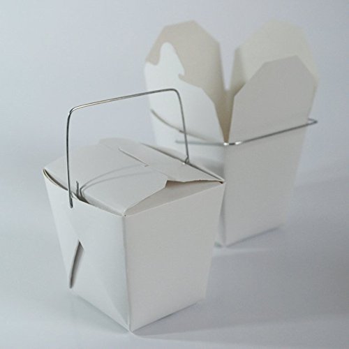 500 St Faltbox aus Hartpapier, eckig mit Henkel Snackbox, Nudelbox, Pastabox, Asiabox, Lunchbox, 450ml / 16oz