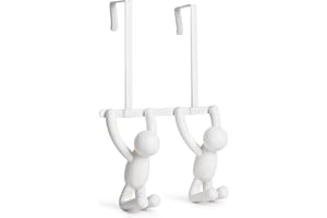 Umbra 1004260-660 Buddy Türgarderobe mit Doppelhaken, Plastik, weiß, 21.6 x 30.5 x 10.8 cm, Weiss