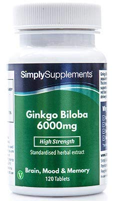 Ginkgo Biloba 6.000mg - ¡Bote para 4 meses! - Apto para veganos - 120 comprimidos - SimplySupplements
