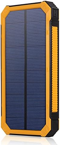 CYSPSZ Solar Charger,15000mAh Solar Power Bank Dual USB Port Portable Charger, Rain-resistant Dirt/Shockproof Dual USB Port Portable Charger Battery with High-Efficiency SunPower Solar Panel Backup Power Pack for All USB Supported Devices (yellow)