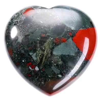 Crystaltears African Bloodstone Healing Crystals Heart Stone Natural Crystal And Gemstone Polished Love Heart Pocket Worry Stone For Anxiety Relief Reiki Meditation Decor Crystal Gift For Christmas