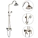 Produktbild TOOSD Badezimmer Dusche Wasserhahn Set Mit Thermostat Retro Look Gebürstet Badezimmer Dusche Set Badezimmer Zubehör Duschkopf Material Messing Gold
