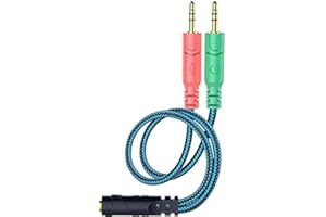 REYTID Headset Adapter Splitter Cable - 2m - Microphone and Headphone Connector for Gaming Headsets to PC - Compatible with Xbox and Playstation