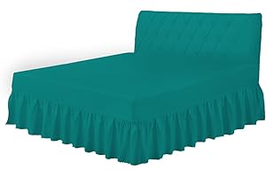 Odeur Teal King Size Valance Sheet - Poly Cotton Bed Skirt Valance Sheet - Polycotton Frilled Base Fitted Valance Sheet 152CM x 198CM