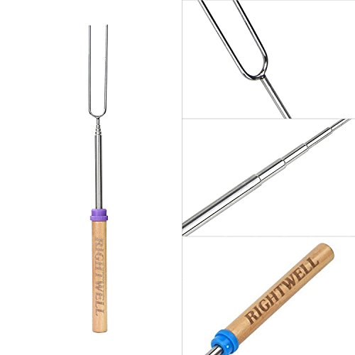 Rightwell 8 Stücke Marschmallow Röstgabeln/Grill Spieße Gabeln Teleskopspieße/Teleskopisch Spieße für Kinder,10-32 Inch(25-80cm),Holz und Stahl - 2