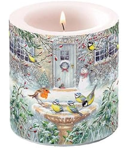 Bougie Pilier Lampion Ambiente Fleurs D'Anne - 9 Cm - Blanc Élégant Et Durable