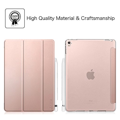 iPad Pro 9.7 Hülle mit Built-in Apple Pencil Halter – Fintie Ultra Slim Superleicht Schutzhülle Smart Shell Case Cover Tasche Etui mit Translucent Rücken Deckel, Auto Schlaf / Wach und Standfunktion for Apple iPad Pro 9.7 Zoll (2016 Modell) (iPad Pro 9.7“, Roségold) - 2