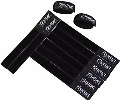 iGADGET® Top rated #1 Heavy Duty Reuseable Hook and Loop Fastener Strap, Hooks and Loops Fastener Tape, Hook & Loop Cable Ties with ideal length to use as Double sided Electrical tape for wire cable tidy 180mm x 20mm - 10 Pack Black