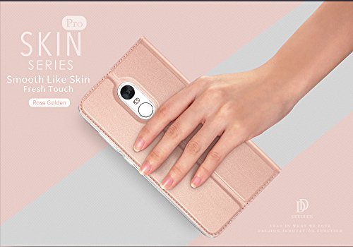 Xiaomi RedMi Note 4X Funda  SMTR Ultra Silm de PU Cuero Flip  Leather Wallet Case Cover Carcasa Funda con Ranura de Tarjeta Cierre Magn  tico y funci  n de soporte para Xiaomi RedMi Note 4X  Oro rosa