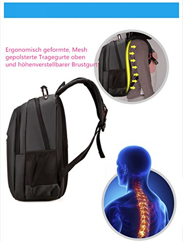 Leefrei Laptop Rucksack Notebook Rucksack Schulrucksack Unisex Rucksack (15,6 Zoll, Schwarz1) - 5