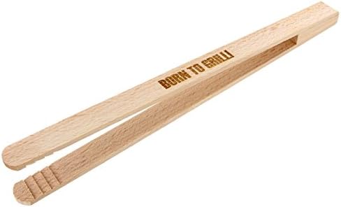 'Barbecue Tongs 30 cm with Engraving Made of Beech Wood "Born to Grill Motif