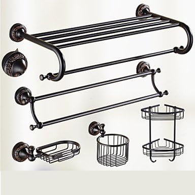 MAXZ-YU Bathroom Accessory Set / Oil Rubbed Bronze Towel Bar Antique Brass Wall Mounted 625 x 90x125mm (24.6 x 3.54 x 4.92) Brass / Ceramic / Crystal Antique
