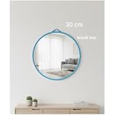 30 Cm K&uuml;&ccedil;&uuml;k Boy Mavi &Ccedil;er&ccedil;eveli Lavabo Makyaj Aynası