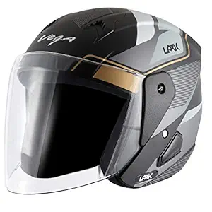 Vega Lark Legend Dull Black Silver Helmet (Large)