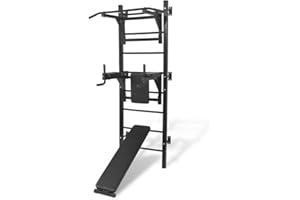 vidaXL Tour de Musculation Murale Multifonctions Exercices Fitness Barre de Traction Pull-up Station de Dip Levée Abdominaux Salle de Gymnase Noir