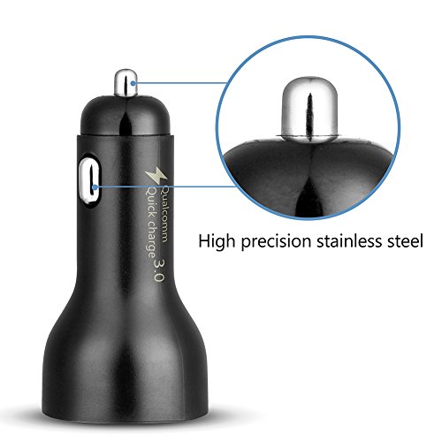 QC 3.0 Auto LadegerÃ¤t, Zeonetak 5V 3A+QC3.0 Dual Rapid Charging USB iPhone Universal-SchnellladegerÃ¤t fÃ¼r alle Apple iOS- oder Android-GerÃ¤te mit blauem LED-Licht + Android-USB-Kabel - Schwarz