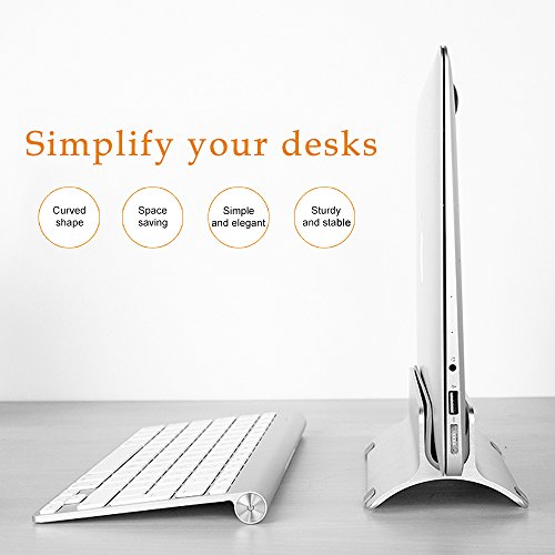 Macbook Stand, Aluminium Macbook Dock Laptop Stand Macbook Vertikal Desktop Stand für bis zu 15 „Apple MacBook Air / Pro oder Andere Laptops / Notebooks / Tablets – Silber - 2