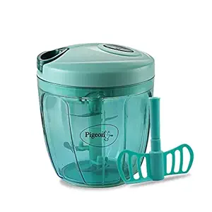 Pigeon XL Handy and Compact Chopper with 5 Stainless Steel blades and 1 Plastic Whisker for Effortlessly Chopping Vegetables and Fruits (Green, 900 ML, 14298)