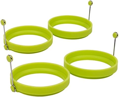 Casa Bonita 4-Pack Vibrant Green / Neon Green Silicone Egg Ring - Egg Mold - Silicone Pancake Mold