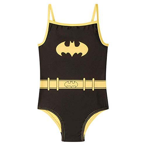 DC Comics Wonder Woman Supergirl Batman Officiel Cadeau Filles Natation Costume Déguisement - Noir, 3-4
