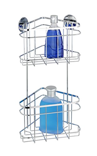 Wenko 21786100 Turbo-Loc Eckregal 2 Etagen, Befestigen ohne bohren, Edelstahl rostfrei, 22,5 x 47,5 x 15,5 cm, glänzend - 3