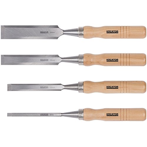 Kreator Meißel Set 4 teilig Holzmeissel Beitel Holzschnitzerei Holzgriff