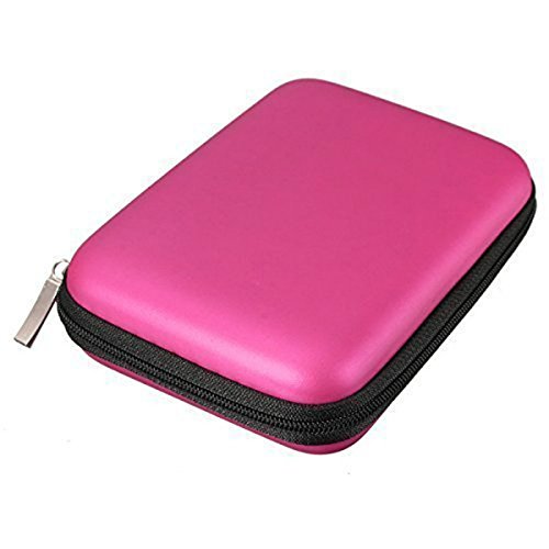 Worsendy Fest plattentasche Tragbar Externe Festplatte Tasche Schutz Etui Schutzhülle Tasche Hülle für externe Festplatte 14x10x4cm (Rosa)