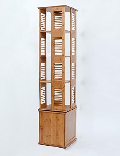 TH Solid Wood Bookcase With The Door Shelf Simple Bamboo Lockers Creative Rotate Bookshelf ( Size : 5 tier )
