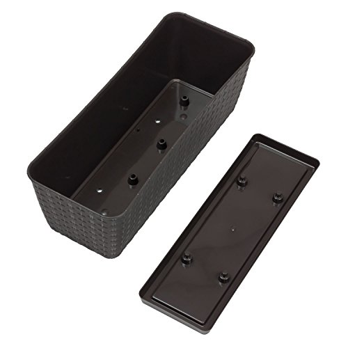 Blumentopf Blumenkasten Balkonkasten Rattan Optik inkl. Untersetzer braun L 40 cm - 7