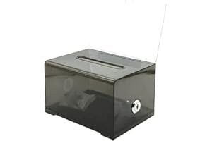 KAFENDA Donation Ballot Box with Lock - Suggestion Box with Sign Holder for Business Cards/Tips Jars/Sweepstakes Boxes (black)