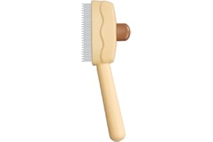 ETIALURE Peigne à Poils de Chat pour le Massage, Brosse de Toilettage pour Chats et Chiens, Brosse pour Chien avec Bouton Realease pour Animaux à Poils Courts et Longs (Jaune)