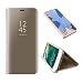 Produktbild iPhone 7 Plus Hülle, SevenPanda Smart Clear Sichtfenster Galvanisierauflage PC Spiegel Flip Folio Tasche Ultra dünn Thin Full Body Schutzhülle für iPhone 8 Plus iPhone 7 Plus 5.5" mit Kickstand-Schwarz Ultra Dünn PC Hart Zurück Cover Stoßfest Kratzfeste Handy Tasche - Gold