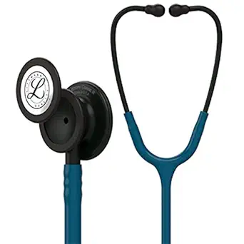 3M Littmann Classic III Monitoring Stethoscope, Black-Finish Chestpiece, stem and headset, Caribbean Blue Tube, 27 inch, 5869