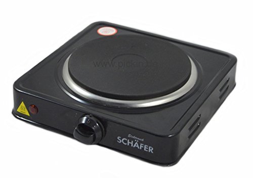Kochplatte Einzelkochplatte 1000 Watt Schwarz oder Weiß Herdplatte Ø 155 mm (Schwarz)