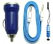 Produktbild Emartbuy® Trio Pack für Microsoft Lumia 640 XL LTE / Lumia 640 XL LTE Dual Sim - Blau 1 Ampere USB Autoladegerät + Blau Metallic Mini Eingabestift + Blau Flaches Knotenfreies Micro USB Daten und Ladekabel
