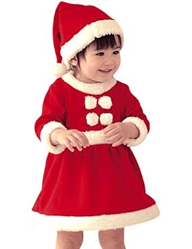 Weihnachtskleid Baby Mädchen - Rot Weihnachten Set Baby Sankt Kostüm Kleid + Hut Mxssi