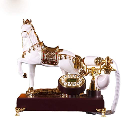 Preisvergleich Produktbild RMXMY Antikes europäisches festes hölzernes weißes Retro- Hauptfestnetz verdrahtetes Büro-Festnetztelefon des Telefons