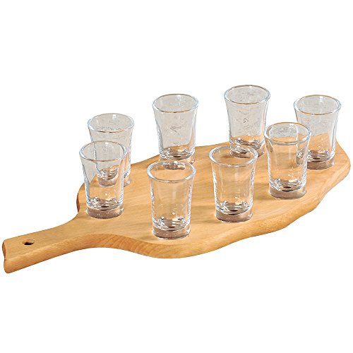 Kesper 68279 Schnapsglasträger mit 8 Gläsern aus FSC Buche
