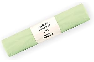 Shopperpack 20 Sacchi per Umido Organico Compostabili cm 70x70 70 litri - Rotolo da 20 pezzi - Sacchetti per raccolta rifiuti umidi (20)